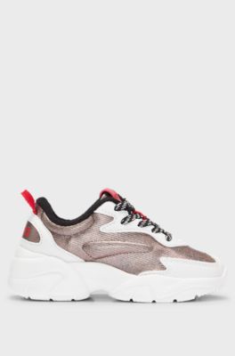 Kids' mixed-material trainers with faux leather, White