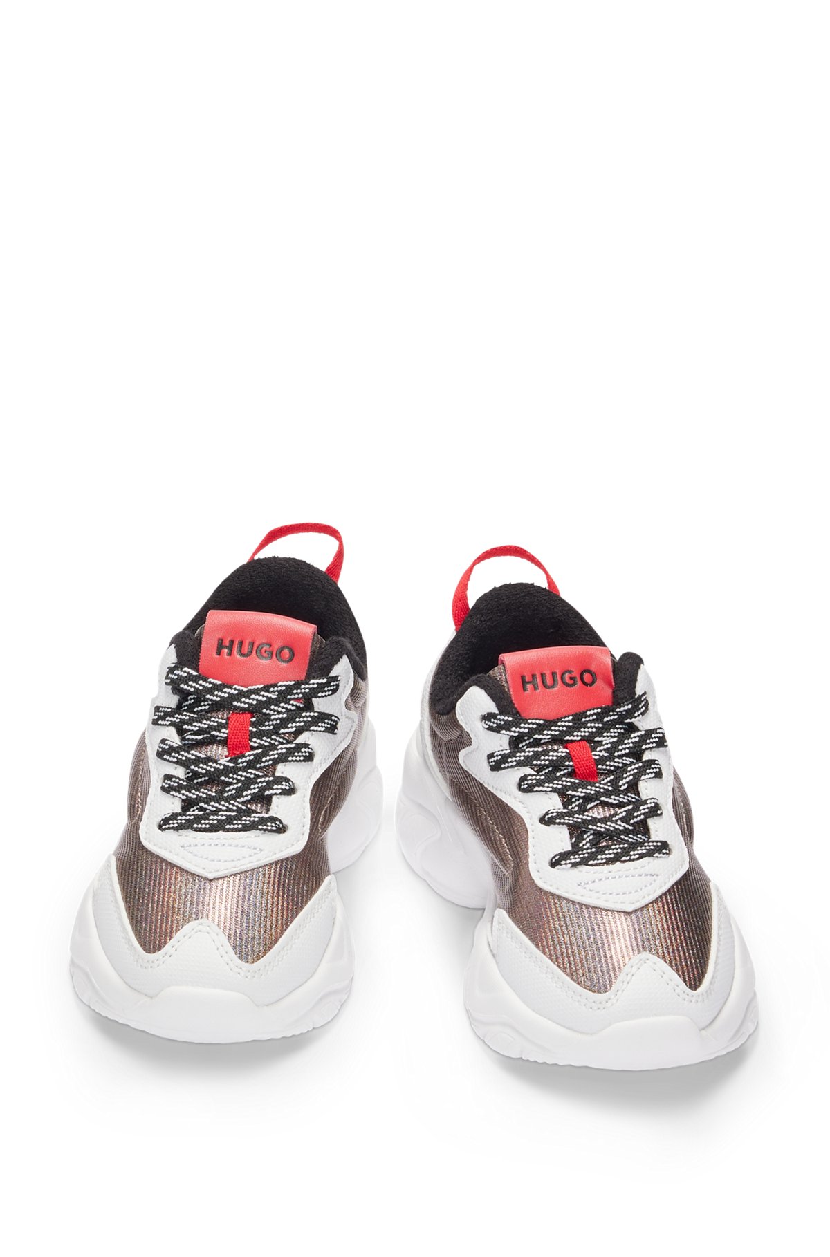 Kids' mixed-material trainers with faux leather, White