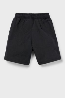 Kids' swim shorts with logo print, Black