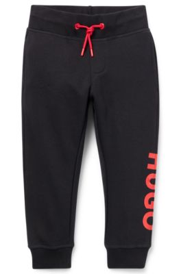 Kids' cotton-blend tracksuit bottoms with contrast logo, Black