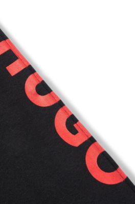 Kids' cotton-blend tracksuit bottoms with contrast logo, Black