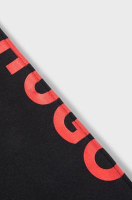 Kids' cotton-blend tracksuit bottoms with contrast logo, Black