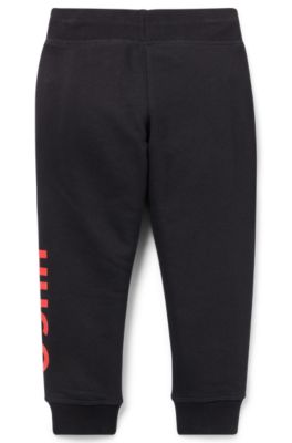 Kids' cotton-blend tracksuit bottoms with contrast logo, Black