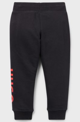 Kids' cotton-blend tracksuit bottoms with contrast logo, Black