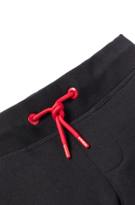 Kids' cotton-blend tracksuit bottoms with contrast logo, Black