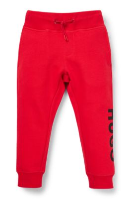 Kids' cotton-blend tracksuit bottoms with contrast logo, Red
