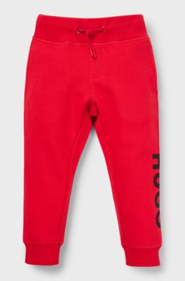 Kids' cotton-blend tracksuit bottoms with contrast logo, Red