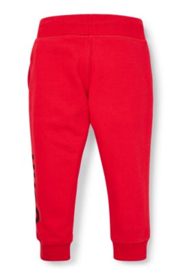 Kids' cotton-blend tracksuit bottoms with contrast logo, Red