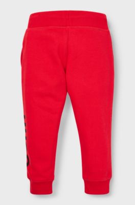 Kids' cotton-blend tracksuit bottoms with contrast logo, Red