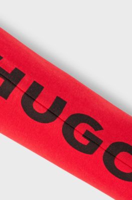 Kids' cotton-blend tracksuit bottoms with contrast logo, Red