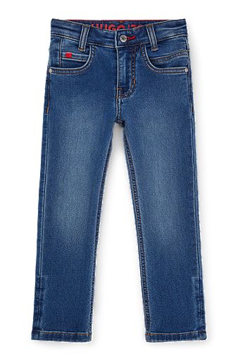 Jeans slim fit per bambini in denim elasticizzato a maglia, A disegni