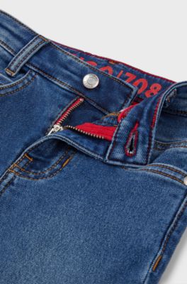 Kids' slim-fit jeans in knitted stretch denim, Patterned