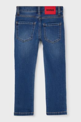 Jeans slim fit per bambini in denim elasticizzato a maglia, A disegni