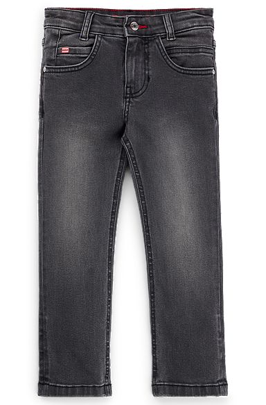 Kids' slim-fit jeans in grey stretch denim, Patterned