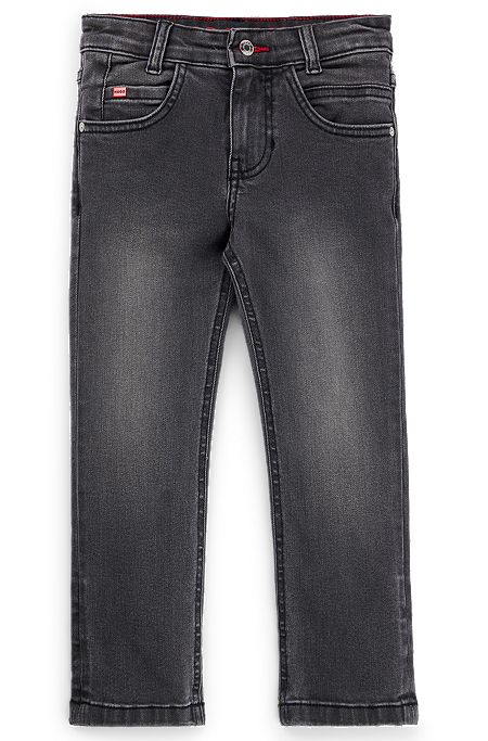 Kids' slim-fit jeans in grey stretch denim, Patterned