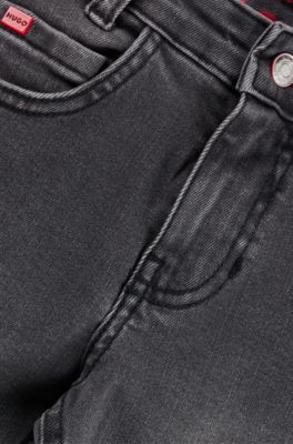 Kids' slim-fit jeans in grey stretch denim, Patterned