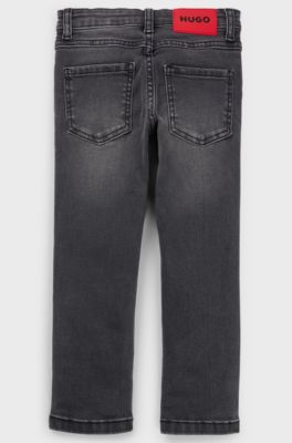 Kids' slim-fit jeans in grey stretch denim, Patterned