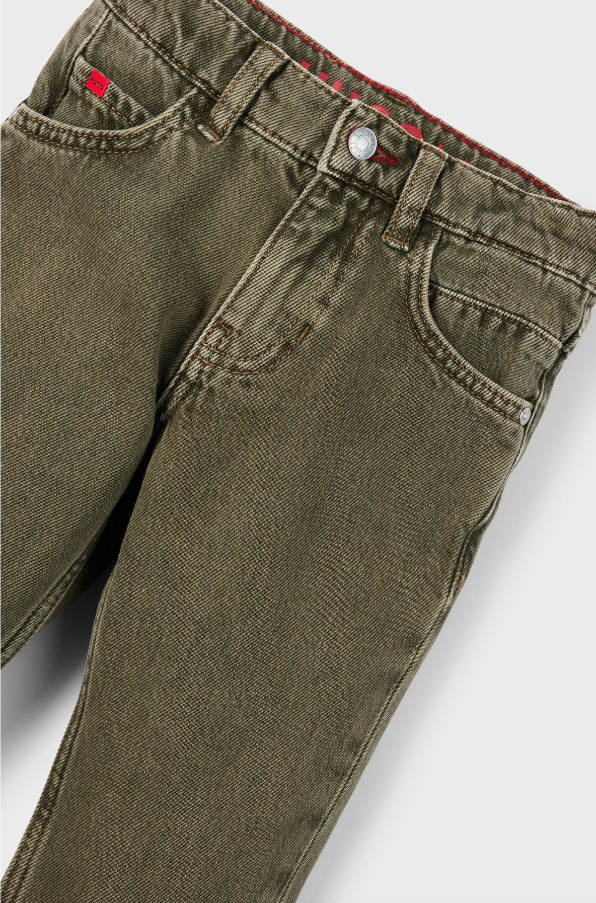Kids' regular-fit jeans in green-tinted denim, Dark Green