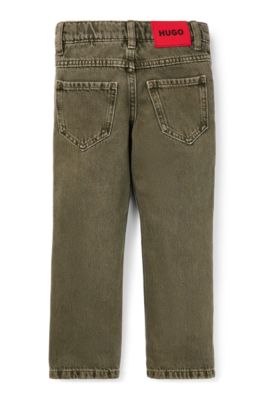 Kids' regular-fit jeans in green-tinted denim, Dark Green