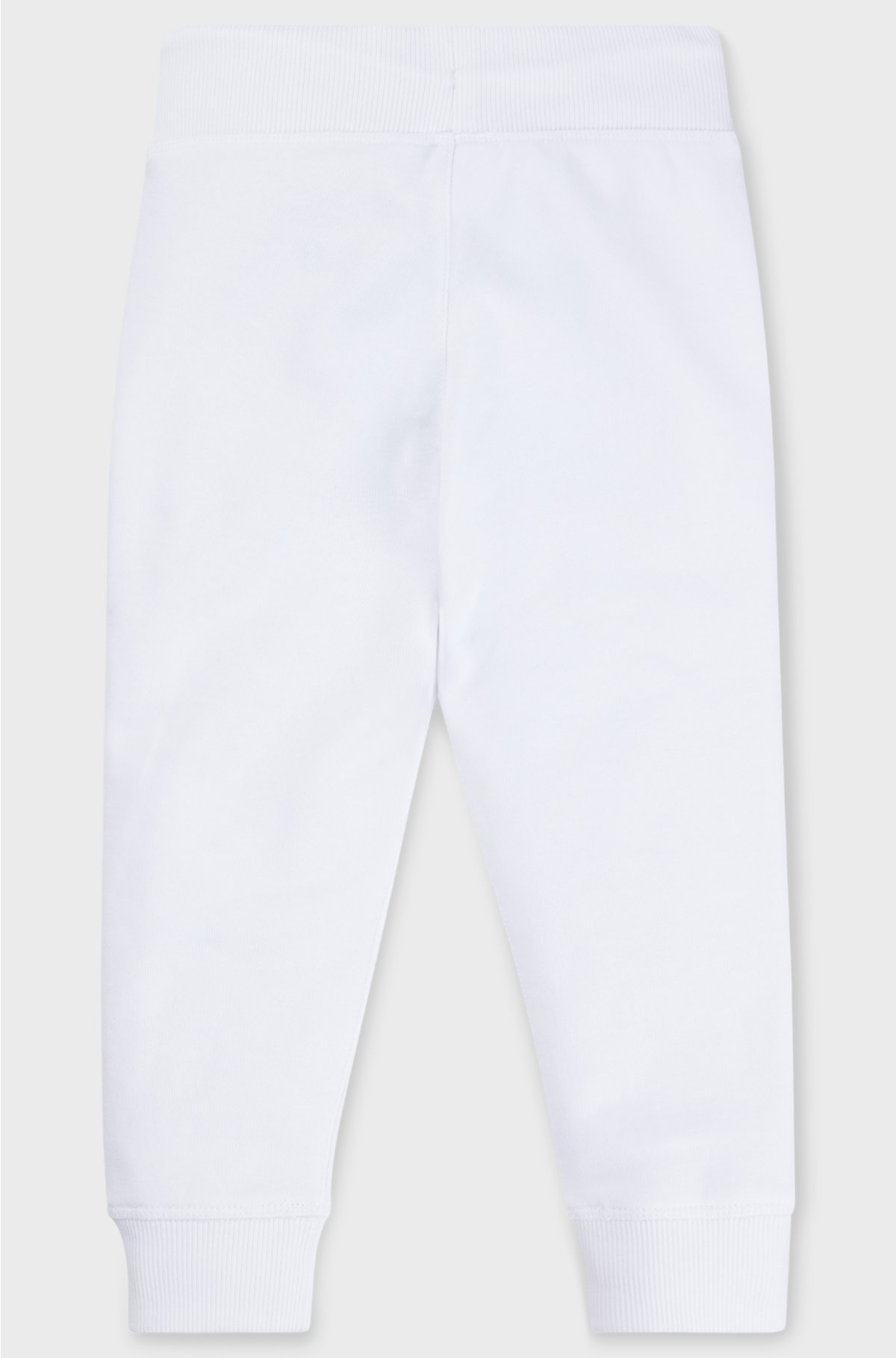 Kids' fleece tracksuit bottoms with marker-style logo, White