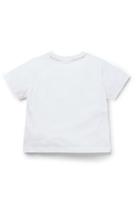 Kids' T-shirt in cotton jersey with red logo print, White
