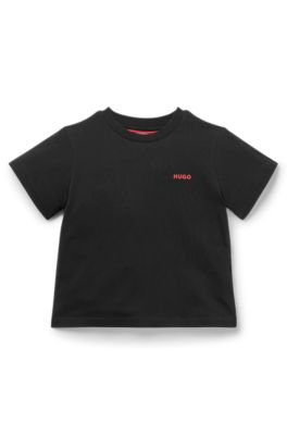 Kids' cotton T-shirt with logo print, Black