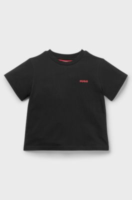 Kids' cotton T-shirt with logo print, Black