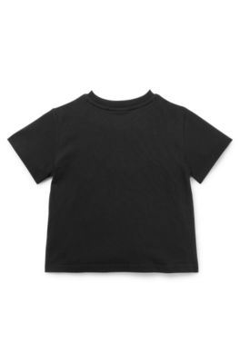 Kids' cotton T-shirt with logo print, Black