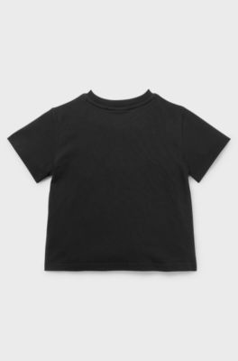 Kids' cotton T-shirt with logo print, Black