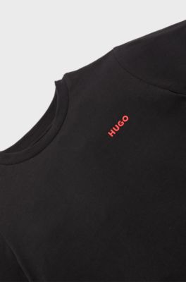 Kids' cotton T-shirt with logo print, Black