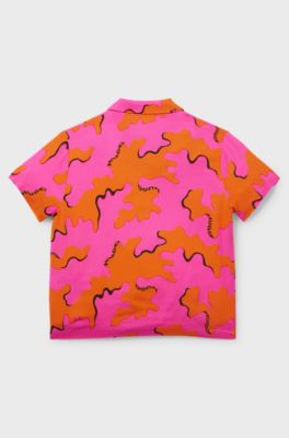 Kids' shirt with bold print and red logo label, Orange