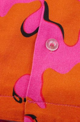 Overhemd voor kinderen met opvallende print en rood logolabel, Oranje