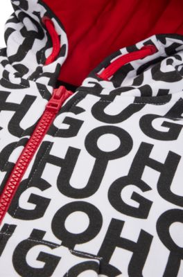 Kids' zip-up hoodie with stacked logos, Patterned