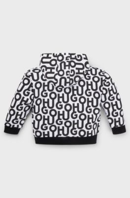 Kids' zip-up hoodie with stacked logos, Patterned