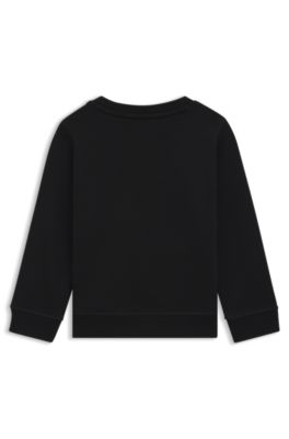 Kids' cotton-blend sweatshirt with red logo label, Black