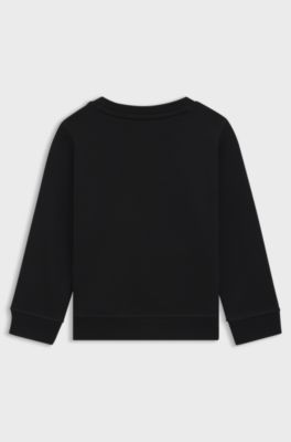 Kids' cotton-blend sweatshirt with red logo label, Black