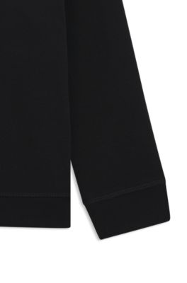 Kids' cotton-blend sweatshirt with red logo label, Black