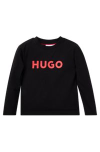 Kids' long-sleeved T-shirt in cotton with logo print, Black