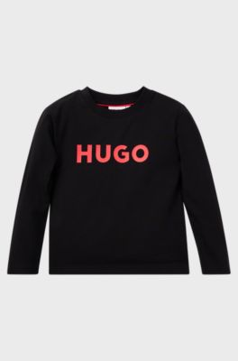 Kids' long-sleeved T-shirt in cotton with logo print, Black