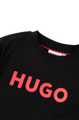 Kids' long-sleeved T-shirt in cotton with logo print, Black