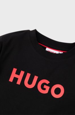 Kids' long-sleeved T-shirt in cotton with logo print, Black