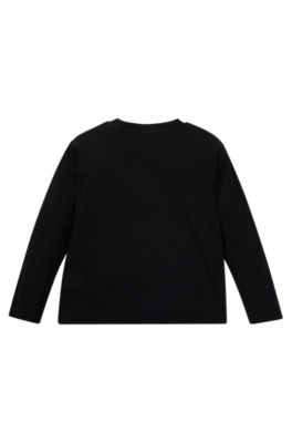Kids' long-sleeved T-shirt in cotton with logo print, Black