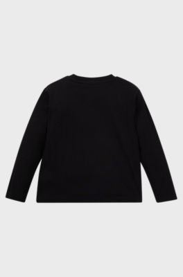 Kids' long-sleeved T-shirt in cotton with logo print, Black