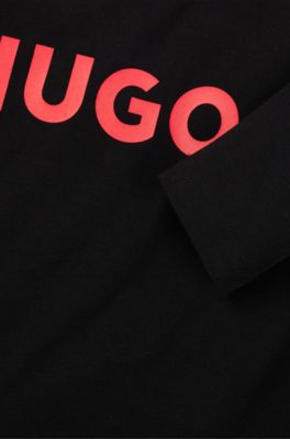 Kids' long-sleeved T-shirt in cotton with logo print, Black