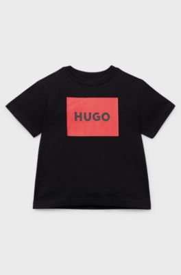 Kids' T-shirt in cotton with framed logo print, Black