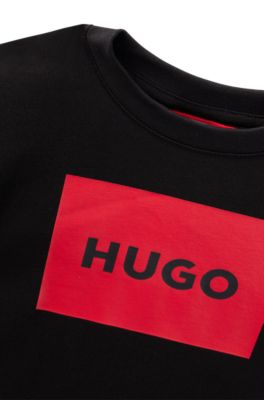 Kids' T-shirt in cotton with framed logo print, Black