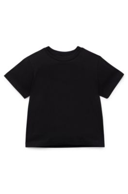 Kids' T-shirt in cotton with framed logo print, Black
