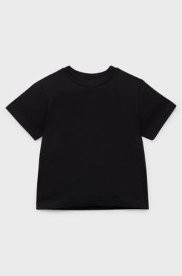 Kids' T-shirt in cotton with framed logo print, Black