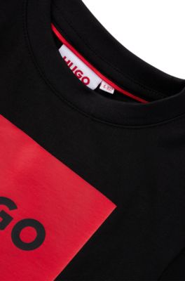 Kids' T-shirt in cotton with framed logo print, Black
