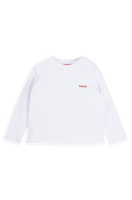 Kids' long-sleeved T-shirt in cotton with logo print, White